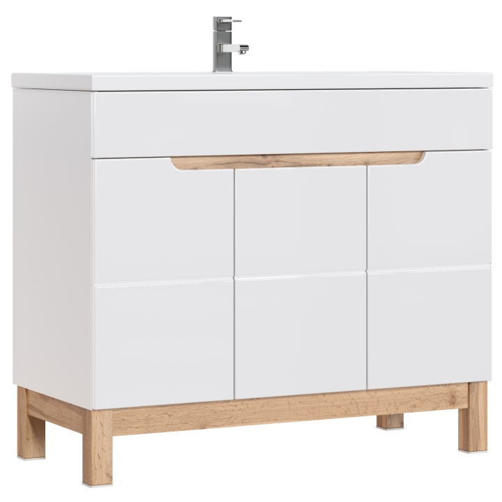 Szafka pod umywalkę 100 cm Bali White przodem