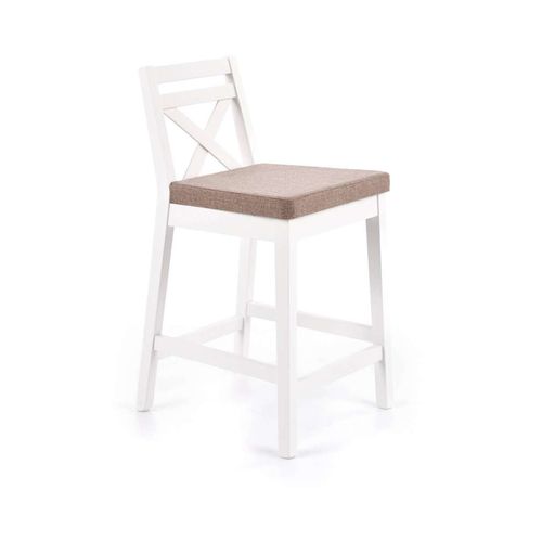 Borys niskie krzesło barowe białe tapicerowane Halmar