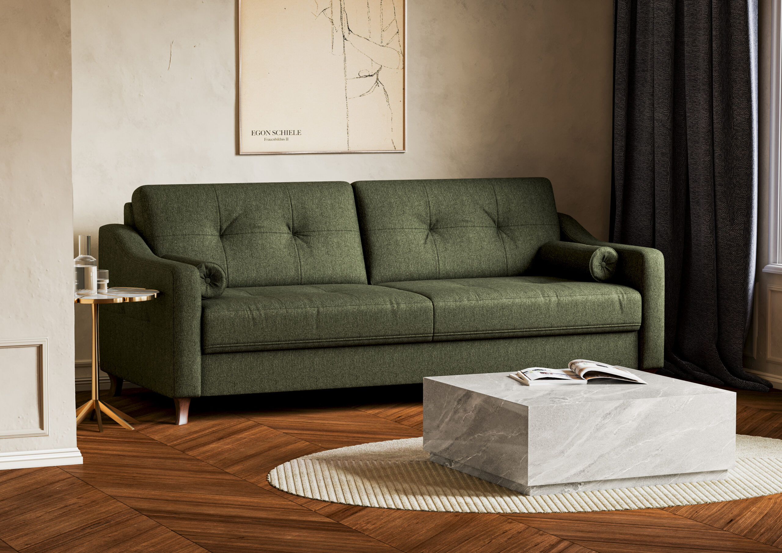 Sofa z funkcją spania zielona MP Nidzica